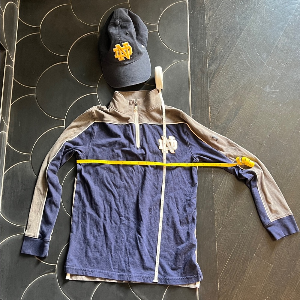 Under Armour Notre Dame quarterback zip and baseball hat